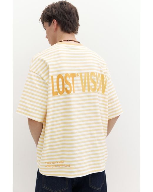 Pull&Bear White Stwd Boxy Striped T-Shirt for men