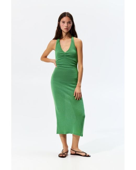 Pull&Bear Green Knit Halter Neck Midi Dress