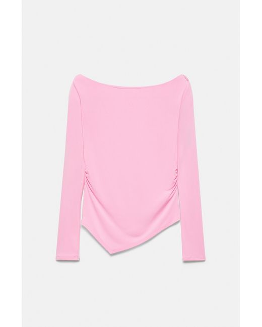 Pull&Bear Pink Boat Neck Top With Gathered Detail