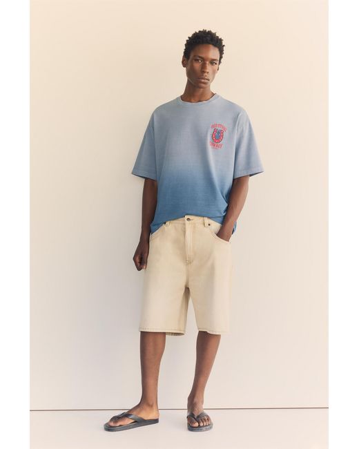 Pull&Bear Blue Ombré T-Shirt With Studs for men