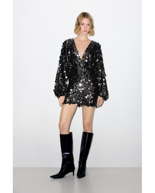 Pull&Bear Black Short Sequin Dress