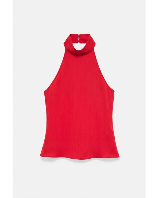 Pull&Bear Red Flowing Halter Top