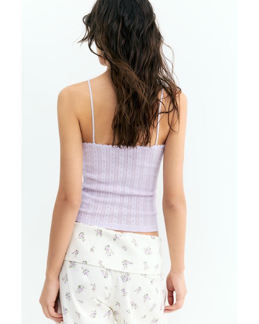 Pull&Bear Natural Strappy Pointelle Knit Top