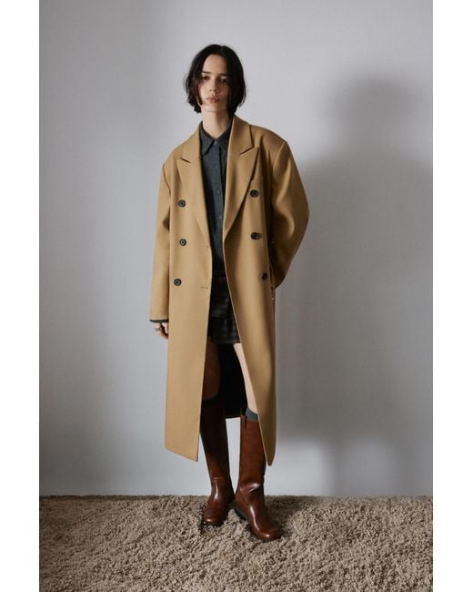 Pull&Bear Gray Long Camel Coat