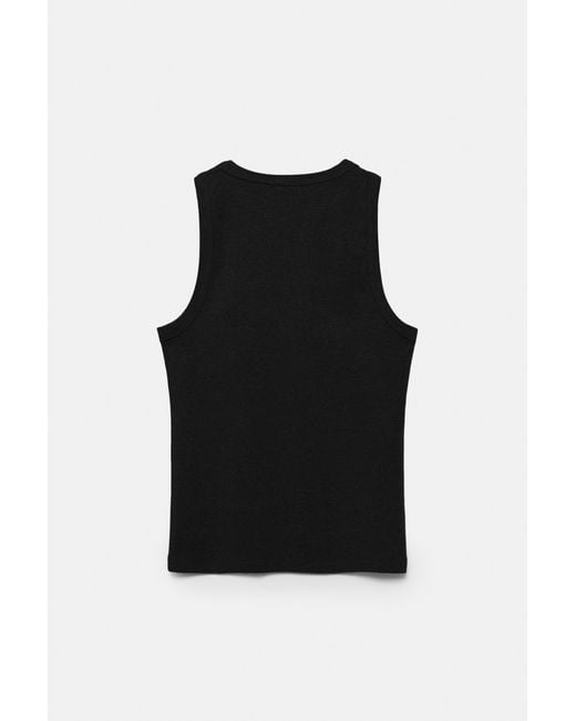 Pull&Bear Black Round Neck Tank Top
