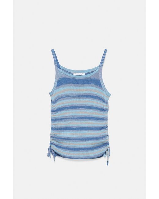 Pull&Bear White Gathered Strappy Top