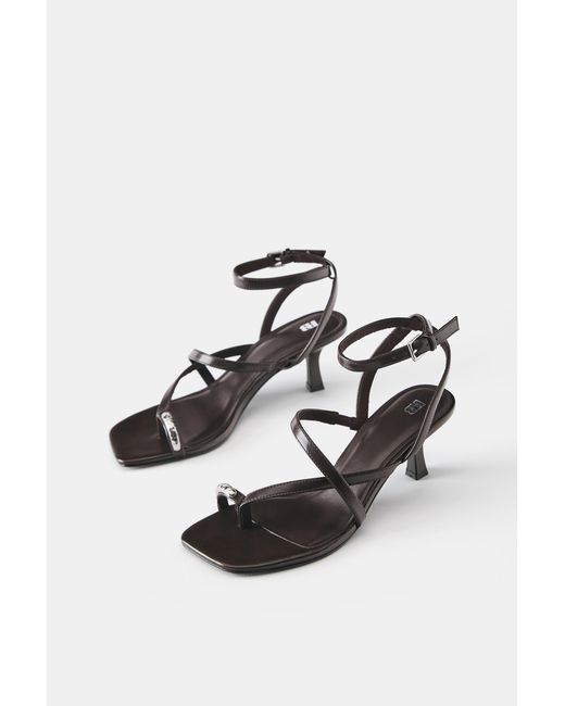 Pull&Bear Brown Heeled Sandals With Strap Detail