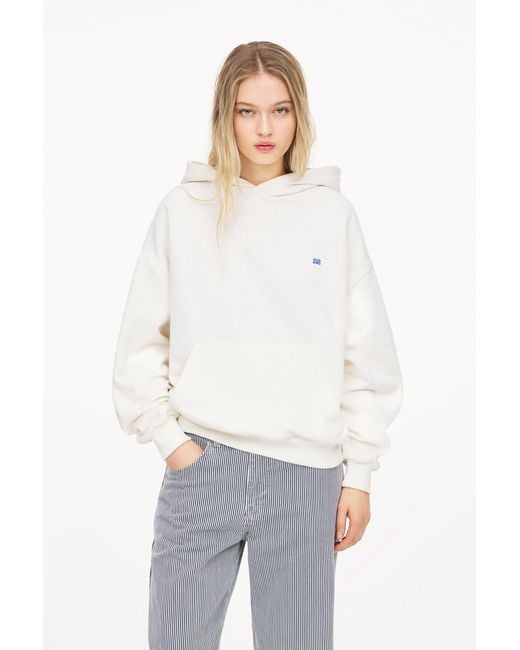 Pull&Bear White Pacific Republic Hooded Sweatshirt