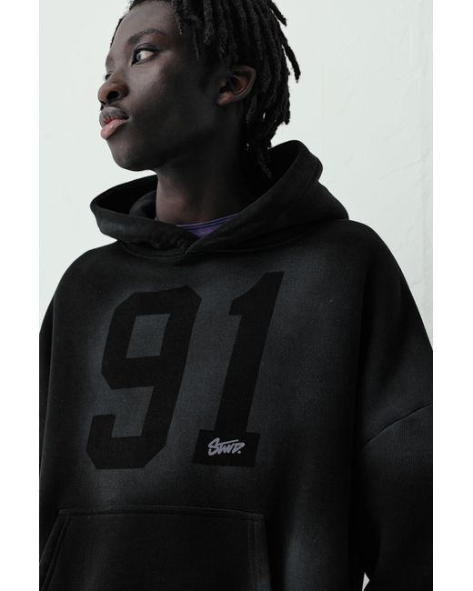 Pull&Bear Black Stwd 91 Hoodie for men