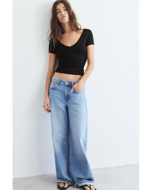 Pull&Bear Black V-Neck T-Shirt