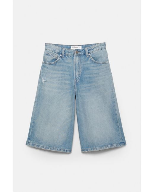 Pull&Bear Blue Low-Rise Denim Jorts