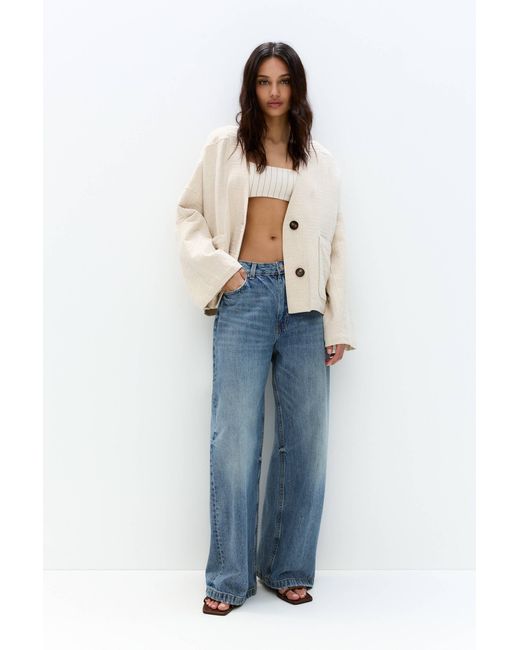 Pull&Bear Blue Rustikale Kimono-Jacke