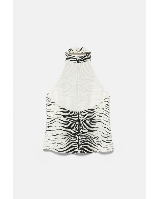 Pull&Bear Haltertop Met Zebraprint in het Green