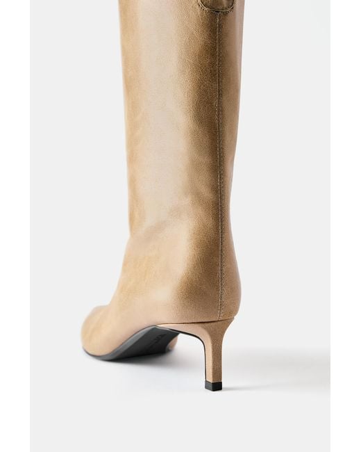 Pull&Bear Red Lace-Up High-Heel Boots