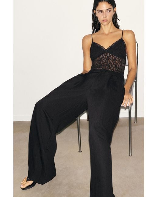 Pull&Bear Black Darted Smart Trousers