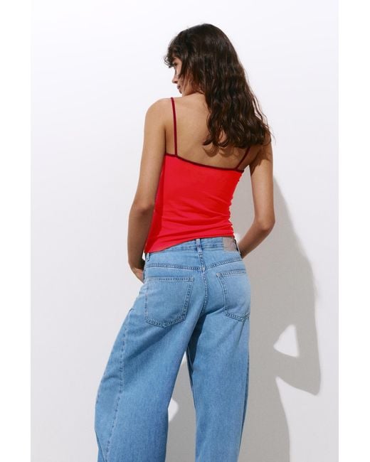 Pull&Bear Red Strappy Text Top