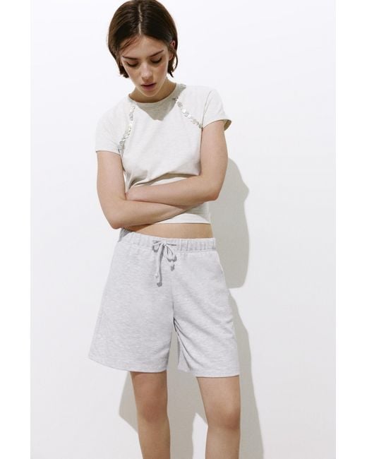 Pull&Bear Bermuda Met Elastische Tailleband in het White