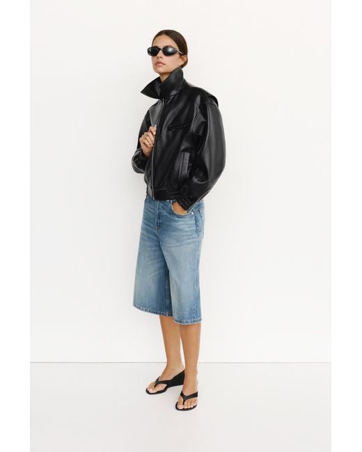 Pull&Bear Black Leather Effect Dad Jacket