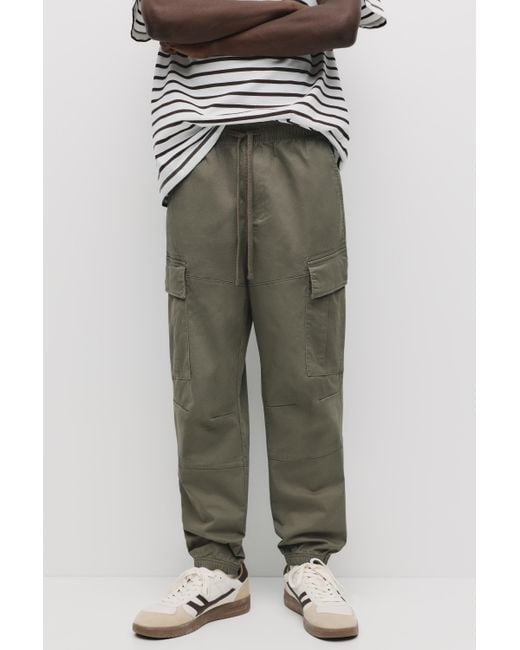 Pull&Bear Green Cargo Jogger Trousers for men