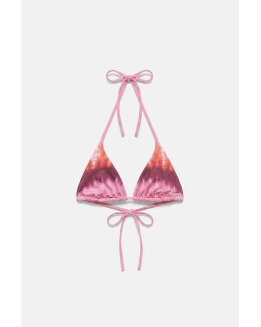Pull&Bear Blue Triangle Tie-Dye Bikini Top