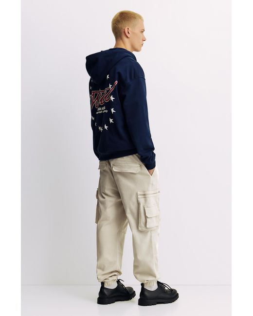 Pull&Bear Blue Multi-Pocket Comfort Jogger Trousers for men