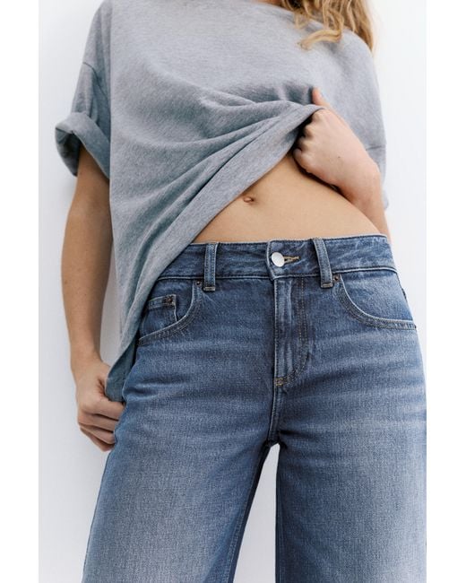 Pull&Bear Blue Low-Rise Culottes Jeans