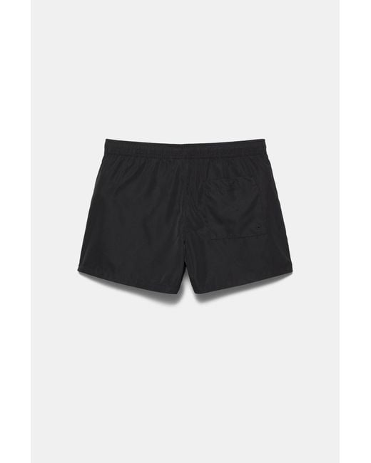 Pull&Bear Black Basic Swimming Trunks for men