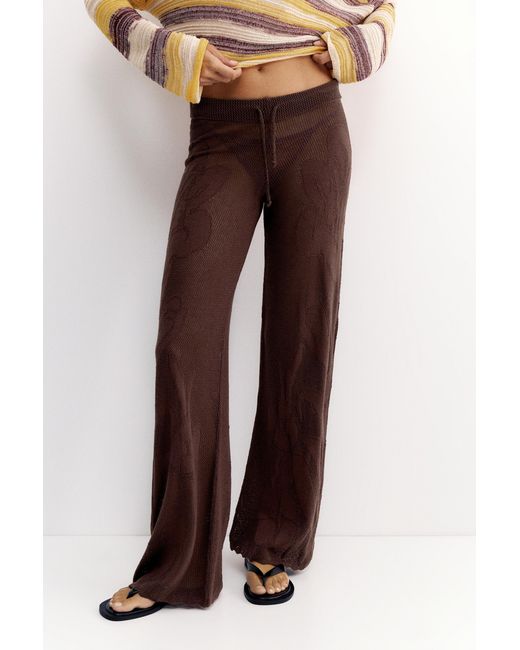 Pull&Bear Natural Floral Crochet Trousers