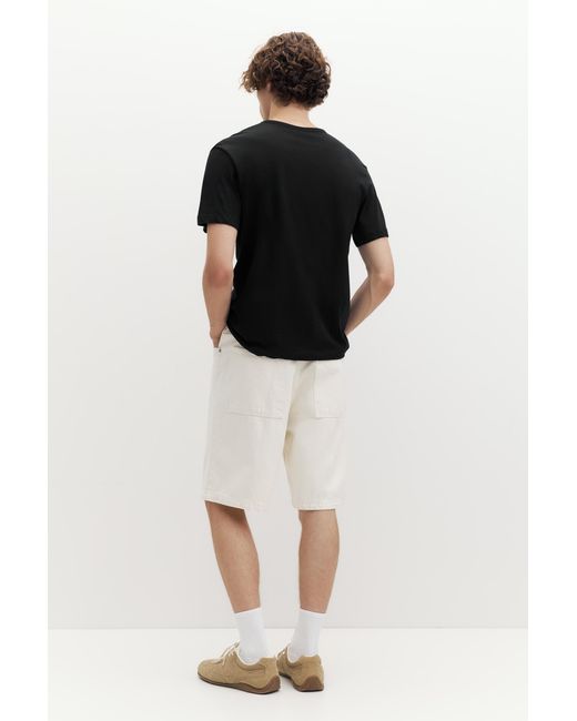 Pull&Bear Black Slim Fit Basic T-Shirt for men