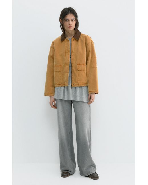 Pull&Bear Blue Jacket With Combined Collar