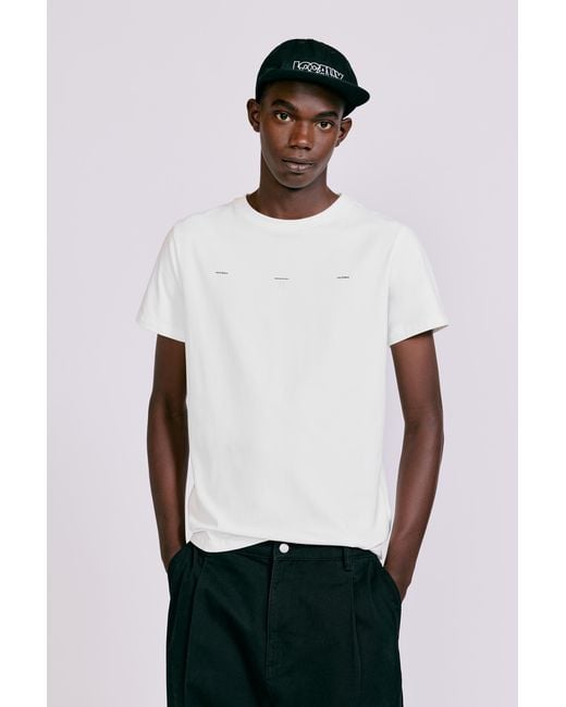 Pull&Bear White Muscle Fit Slogan T-Shirt for men
