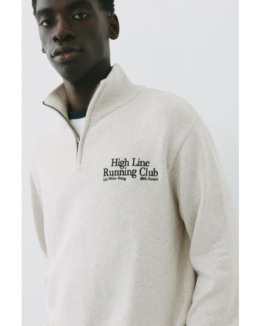 Sweat Col Zippé Brodé Pull&Bear pour homme en coloris White