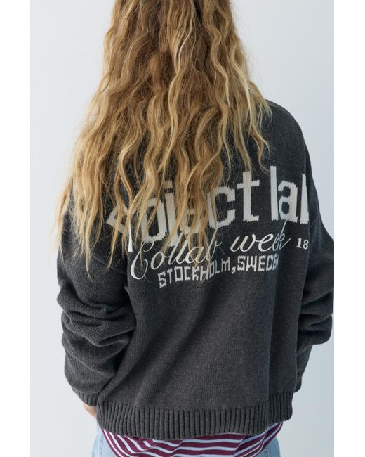Pull&Bear Gray Embroidered Front Jumper