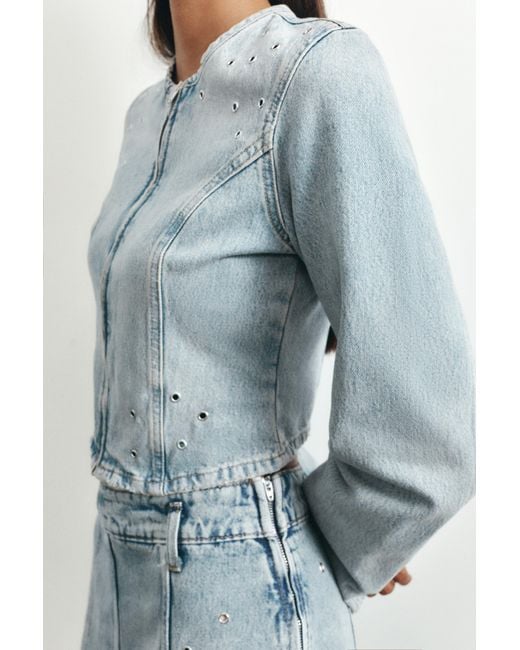 Veste Denim Œillets Pull&Bear en coloris Blue