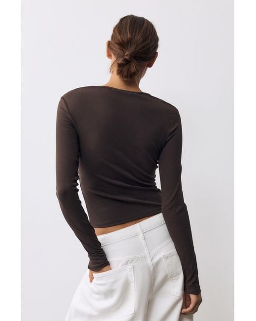 Pull&Bear Black Fitted Long Sleeve T-Shirt