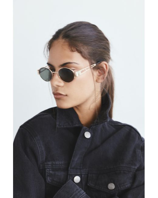 Pull&Bear Green Metallic Oval Sunglasses
