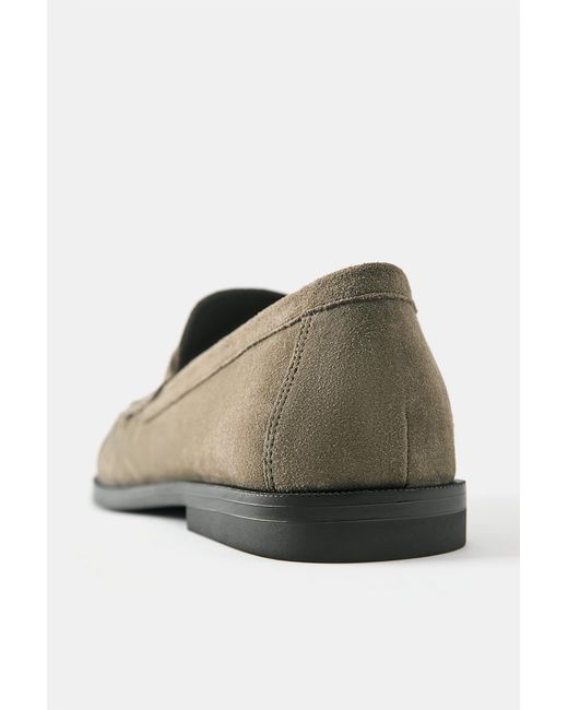 Pull&Bear White Ruched Leather Loafers for men