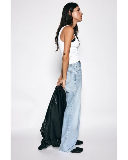 Jean Wide Straight Taille Haute Pull&Bear en coloris Blue
