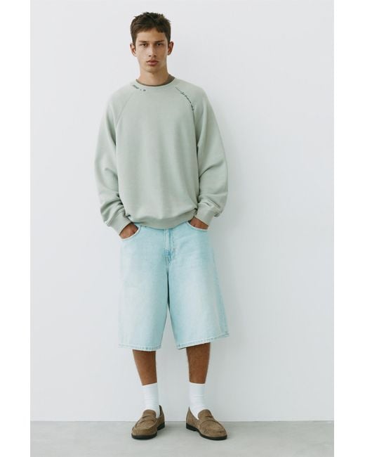 Pull&Bear Verwassen Raglan Sweater in het Green voor heren