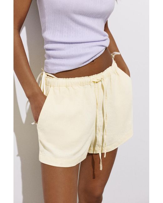 Pull&Bear Natural Linen Blend Shorts