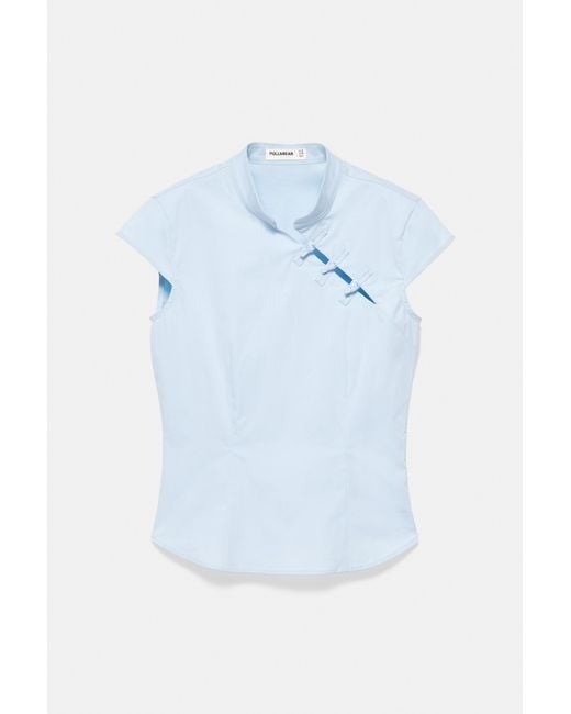 Pull&Bear White Poplin Toggle Shirt