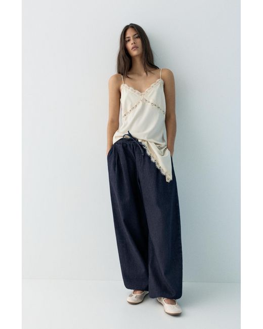 Pull&Bear Blue Sarouel Trousers Jeans