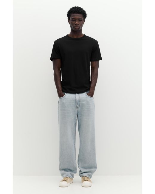 Pull&Bear Black Slim Fit Basic T-Shirt for men