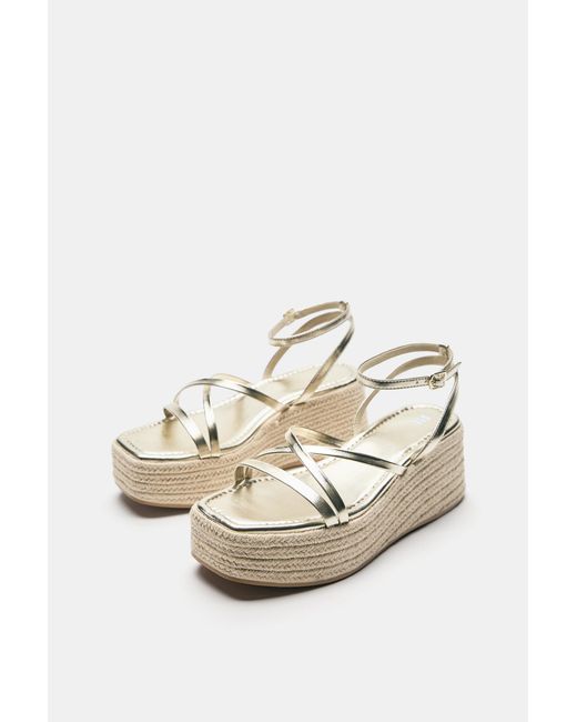 Pull&Bear White Strappy Wedge Sandals