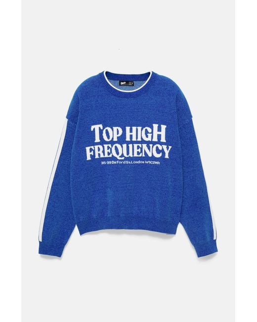 Pull&Bear Stwd Pullover Mit Print in Blue für Herren