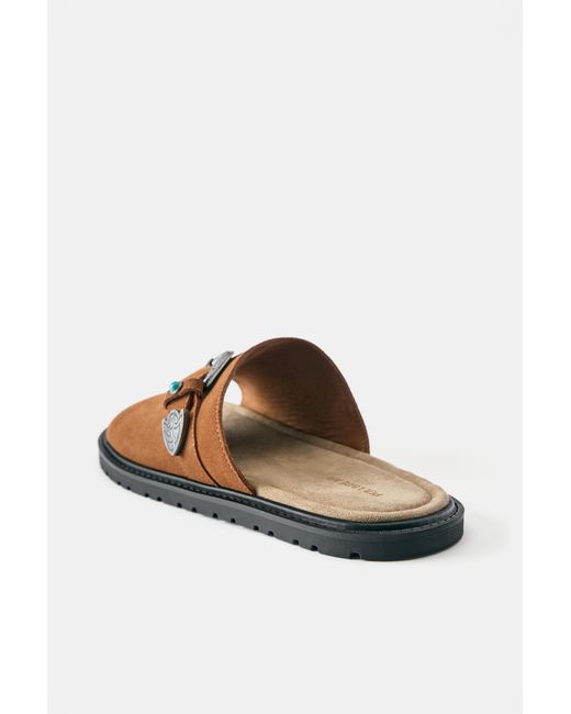 Pull&Bear Brown Leather Cowboy Sandals for men