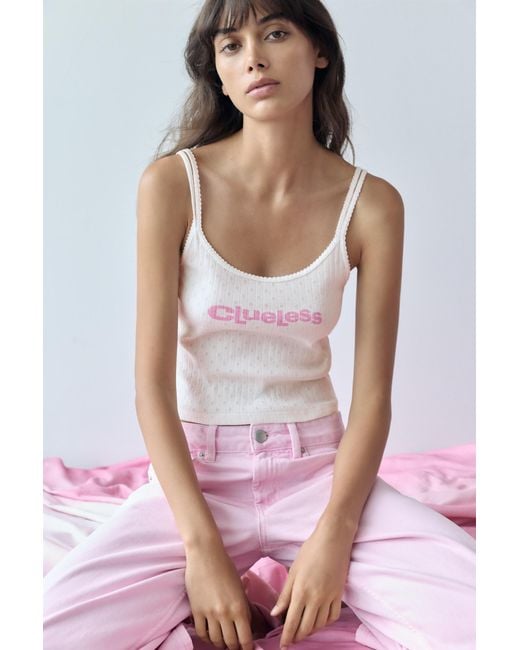 Pull&Bear Pink Clueless Pointelle Strappy Top