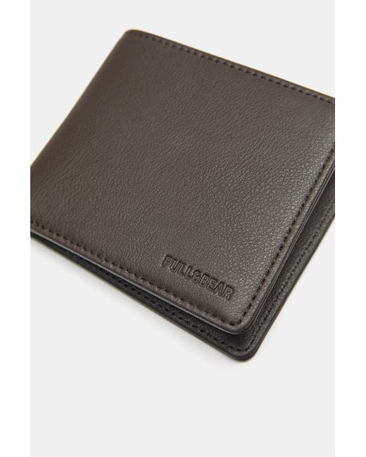 Pull&Bear Brown Plain Wallet for men