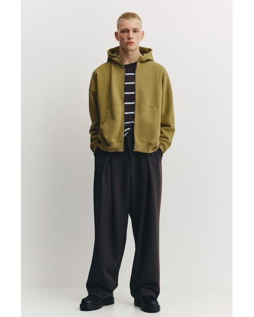 Pull&Bear Green Boxy Zip-Up Hoody for men