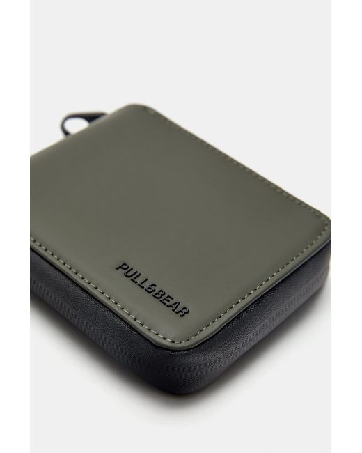 Pull&Bear Green Rubberised Wallet for men